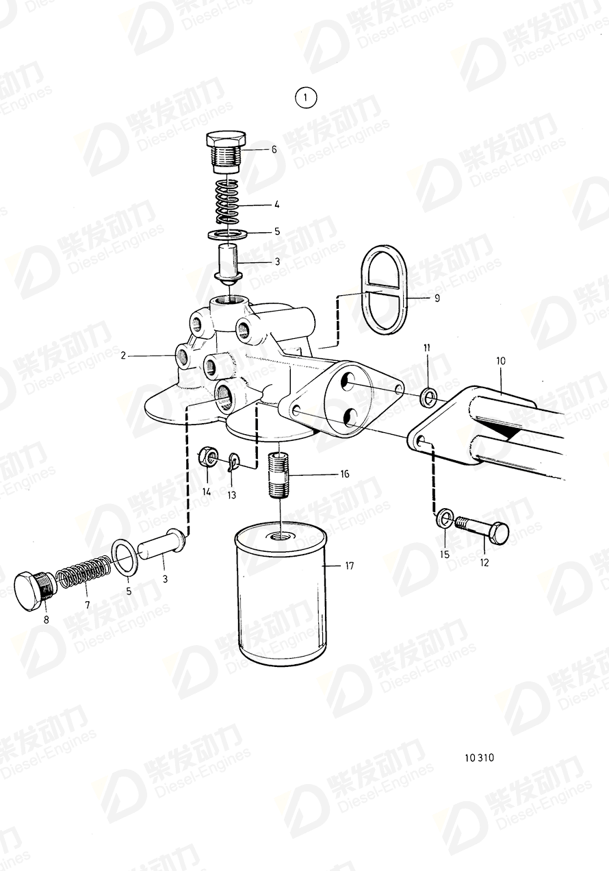 volvo penta Oil filter housing 422797 Drawing volvo penta Oil filter housing 422797 Drawing